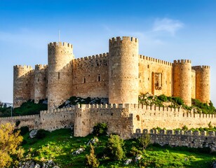 Ancient stone castle on hilltop