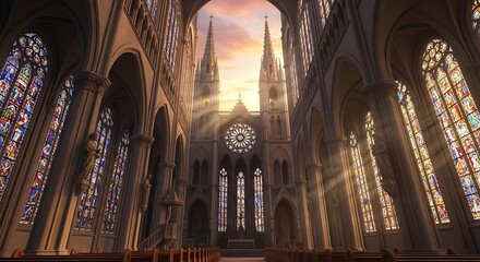 Church Interior Sunlight.