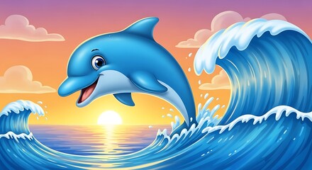 Dolphin Jumps at Sunset.