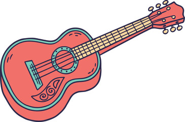 Acoustic Guitar Illustration. Classic Wooden Guitar Artwork. Realistic Guitar Drawing. Musical Guitar Instrument Design. Traditional Guitar Illustration. Isolated Guitar Art. Modern Acoustic Guitar