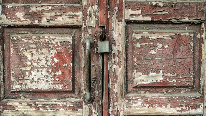 old vintage wooden door close up