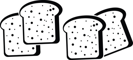 Four slices of whole wheat bread arranged in a group silhouette