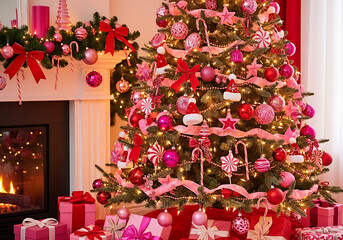 Pink Christmas Tree Decor Festive Gifts