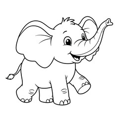 elephant, baby, cute, coloring, cartoon, animal, jungle, kids, fun, trunk, ears, happy, drawing, printable, outline, sketch, lineart, black, white, art, wild, zoo, friendly, smile, adorable, big, natu