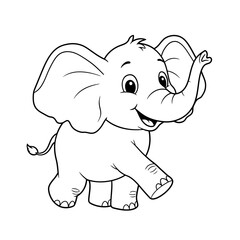 elephant, baby, cute, coloring, cartoon, animal, jungle, kids, fun, trunk, ears, happy, drawing, printable, outline, sketch, lineart, black, white, art, wild, zoo, friendly, smile, adorable, big, natu