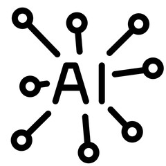 AI network hub icon — central AI node with connecting nodes, neural network symbol
