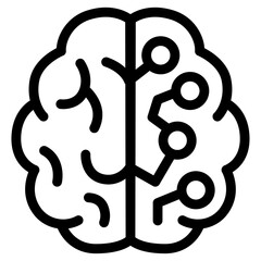 Brain outline icon — stylized brain with left-right detail, cognitive AI symbol
