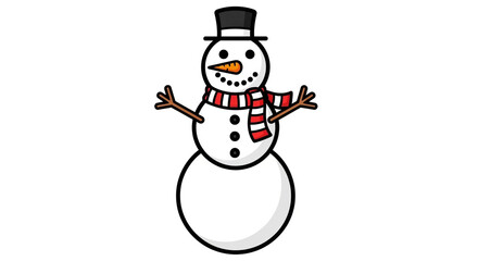 Cute snowman drawing winter holiday season christmas character illustration vector graphic design element