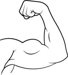 Obraz premium Black and white illustration of a flexed bicep muscle and fist vector