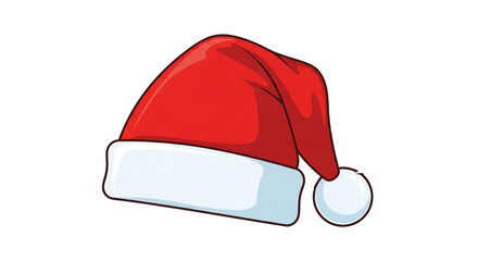 Red santa hat christmas holiday season festive apparel headwear accessory celebration winter vector graphic