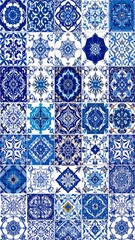 Intricate blue and white tile pattern