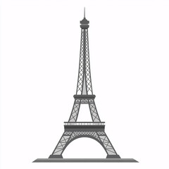 Obraz premium Black and white silhouette of the Eiffel Tower on white background, iconic Paris landmark vector illustration 