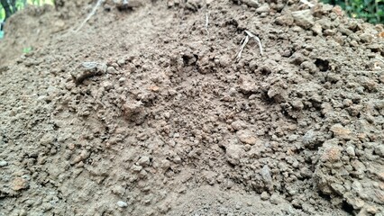 Close up of natural clay soil in brown color high quality texture photo for agriculture farming geology gardening environment and land background