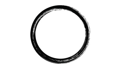 Black Brushstroke Circle on White Background.