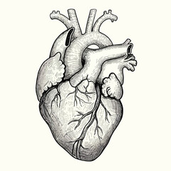 heart, anatomical, organ, vector, sketch, lineart, drawing, human, biology, clipart, illustration, medical, science, anatomy, realistic, detailed, veins, arteries, vintage, engraving, graphic, muscle,