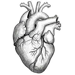 heart, anatomical, organ, vector, sketch, lineart, drawing, human, biology, clipart, illustration, medical, science, anatomy, realistic, detailed, veins, arteries, vintage, engraving, graphic, muscle,
