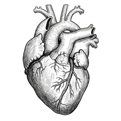 heart, anatomical, organ, vector, sketch, lineart, drawing, human, biology, clipart, illustration, medical, science, anatomy, realistic, detailed, veins, arteries, vintage, engraving, graphic, muscle,