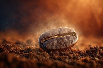 Fototapeta premium Roasted coffee bean on ground