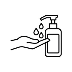 Hand sanitizer dispenser pouring liquid onto open palm