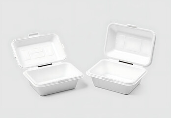 White disposable plastic food container or jewelry storage box on white background