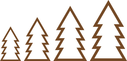 Minimalist Christmas Tree Line Vector Silhouettes Collection for Logos, Eco-Friendly Branding, Botanical Art, and Modern Holiday Design Projects