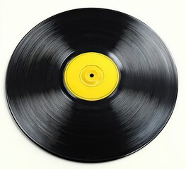 Obraz premium Black Vinyl Record With Yellow Label