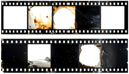 Damaged Film Strip with Missing Frames.