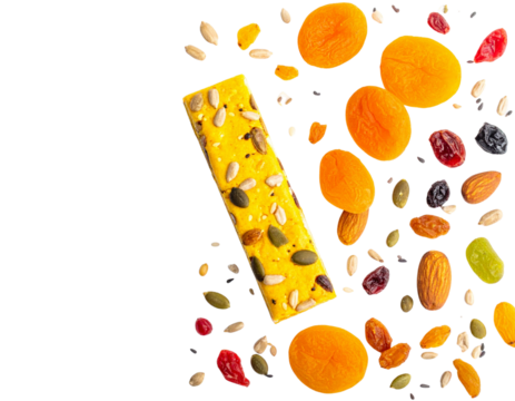 Granola Bar with Fruits and Seeds – Transparent PNG - Powered by Adobe