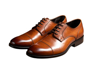 Classic Leather Shoes on Wooden Floor &ndash; Transparent PNG background 