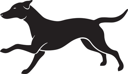 Black silhouette of a dog running on white background silhouette