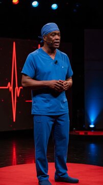 Doctor giving a presentation on stage