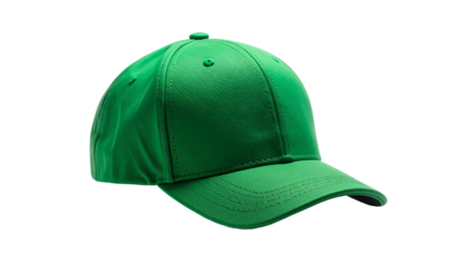 Green Baseball Cap Isolated on White Background.