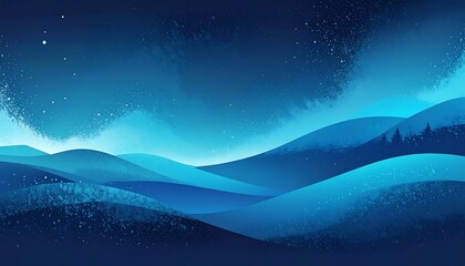 Night landscape with hills and stars