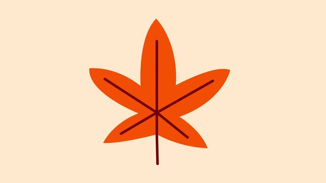 Thin sweet gum leaf animation with five pointed narrow lobes in bright orange color.
