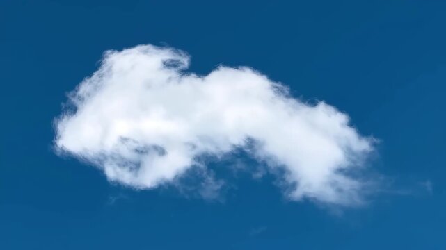 Cloud, one single white on clear blue sky, sunny spring day