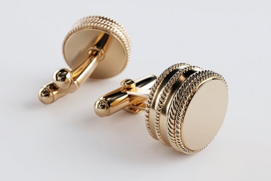Elegant double cuff with cufflink isolated on white background for accessories display
