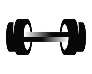 Minimal black barbell silhouette with center gradient fitness icon
