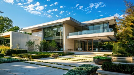 Modern house exterior daytime view