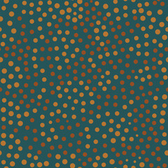 Seamless polka dot pattern  on teal background, minimal abstract dotted repeat design for fabric, wrapping paper and digital projects.