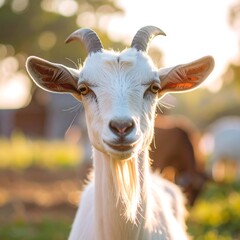 Fototapeta premium White goat in sunlight
