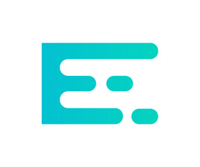 Abstract turquoise letter e with rounded corners art