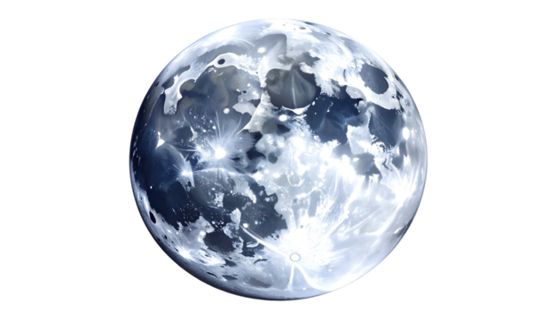 The radiant celestial sphere of the moon in the night sky.