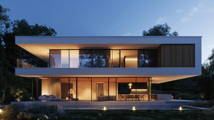 Modern house exterior night view