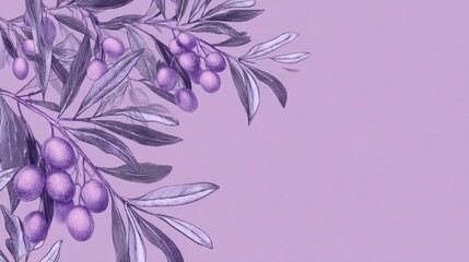 Pale lavender pastel with olive branch line illustrations on sides