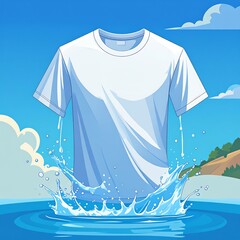 White t-shirt splashing in water