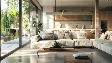 Modern living room sunlight