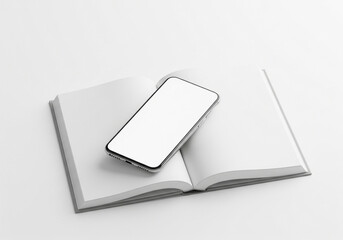 Smartphone Mockup on Open Book Clean & Minimalist Design