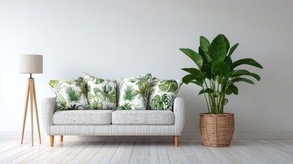 Modern living room with plants