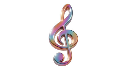 Iridescent 3D Treble Clef Musical Symbol isolated on a transparent background music symbol