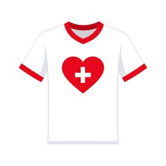 White t-shirt with red heart and cross